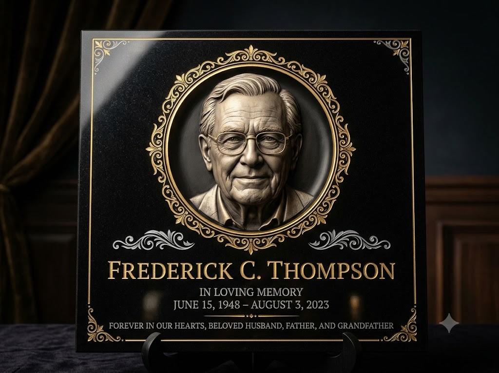 Placa conmemorativa con relieve 3D y grabado l??ser color